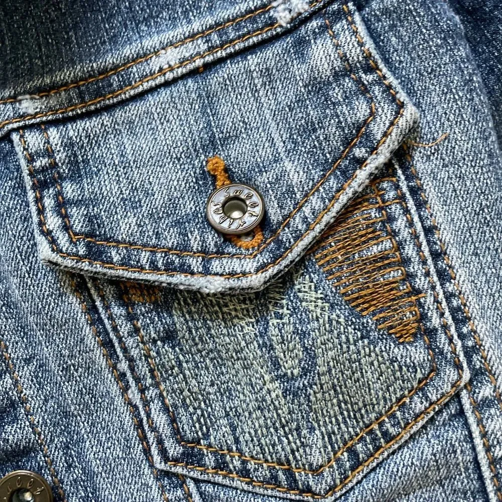 Sweet Vibes Bolero length jeans Jacket some distressing Size M runs small - Picture 5 of 10